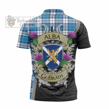 Roberton Tartan Family Crest Zipper Polo Shirt Lion Rampant Royal Thistle Shield Celtic Inspired - Tartan Vibes Clothing