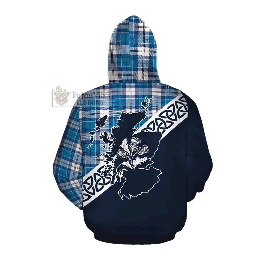 Roberton Tartan Cotton Hoodie Featuring Thistle and Scotland Map Pullover Hoodie - Tartan Vibes Clothing