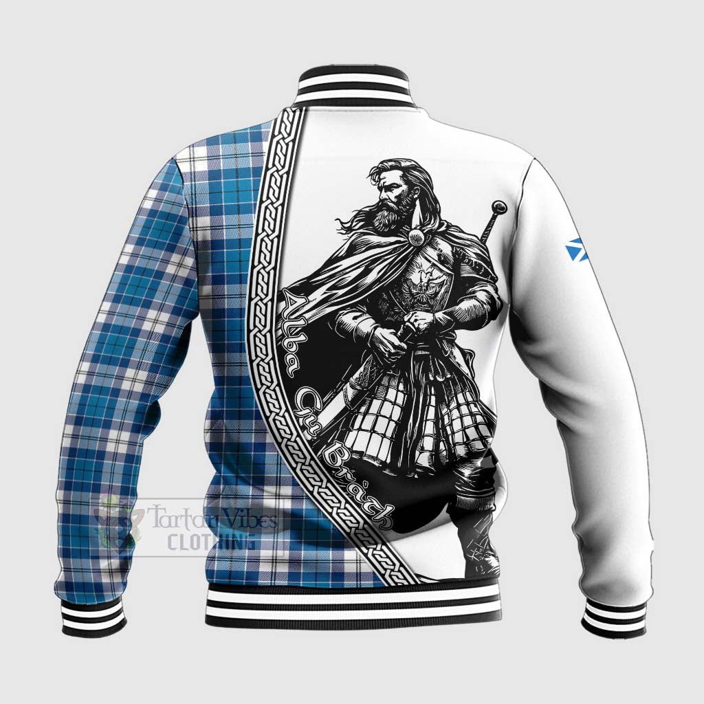 Roberton Tartan Clan Crest Baseball Jacket with Highlander Warrior Celtic Style - Tartan Vibes Clothing
