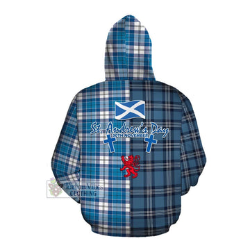 Roberton Tartan Cotton Hoodie Happy St. Andrew's Day Half Tartan Style Pullover Hoodie - Tartan Vibes Clothing
