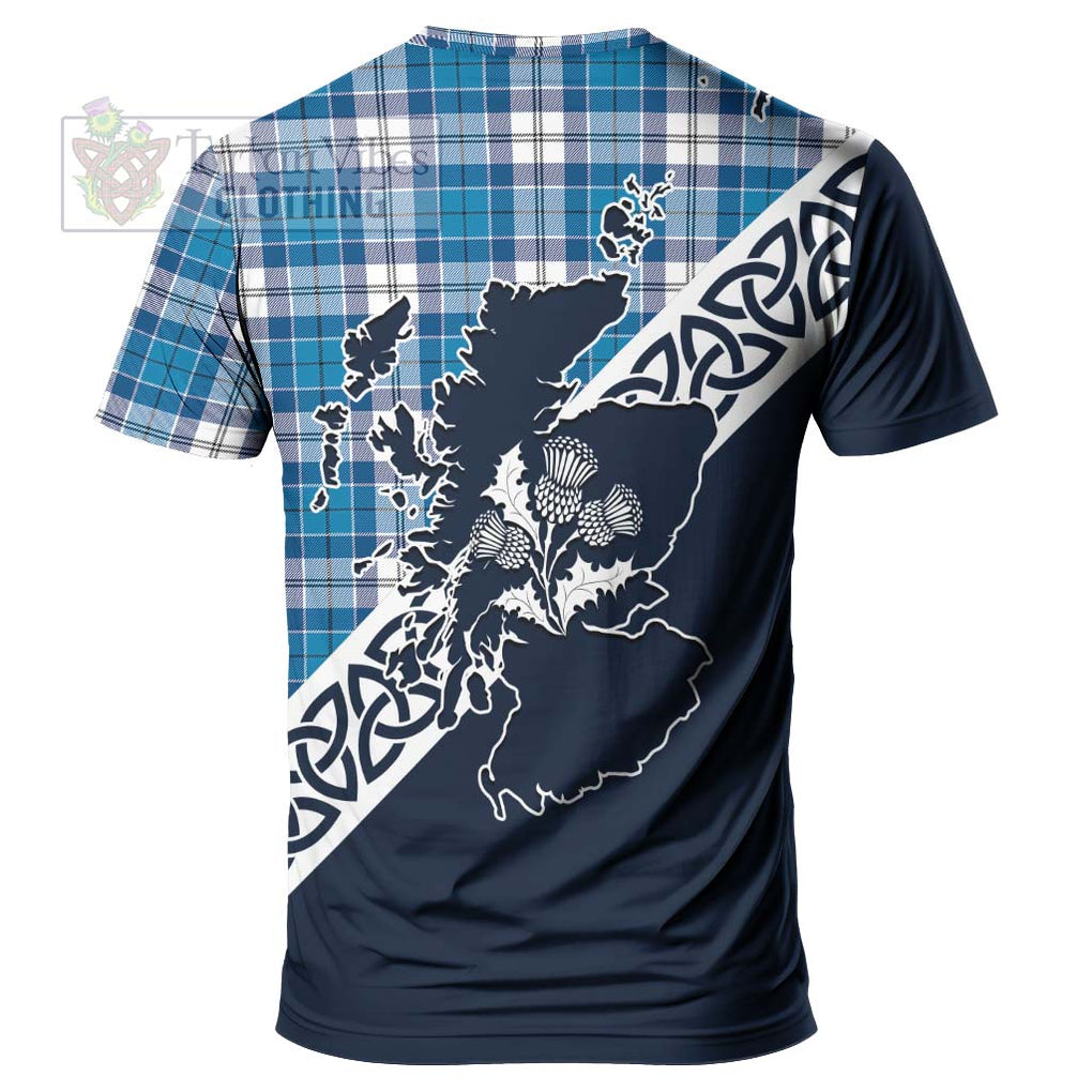 Roberton Tartan T-Shirt Featuring Thistle and Scotland Map - Tartanvibesclothing Store