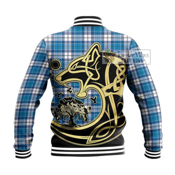 Roberton Tartan Baseball Jacket with Family Crest Celtic Wolf Style - Tartan Vibes Clothing