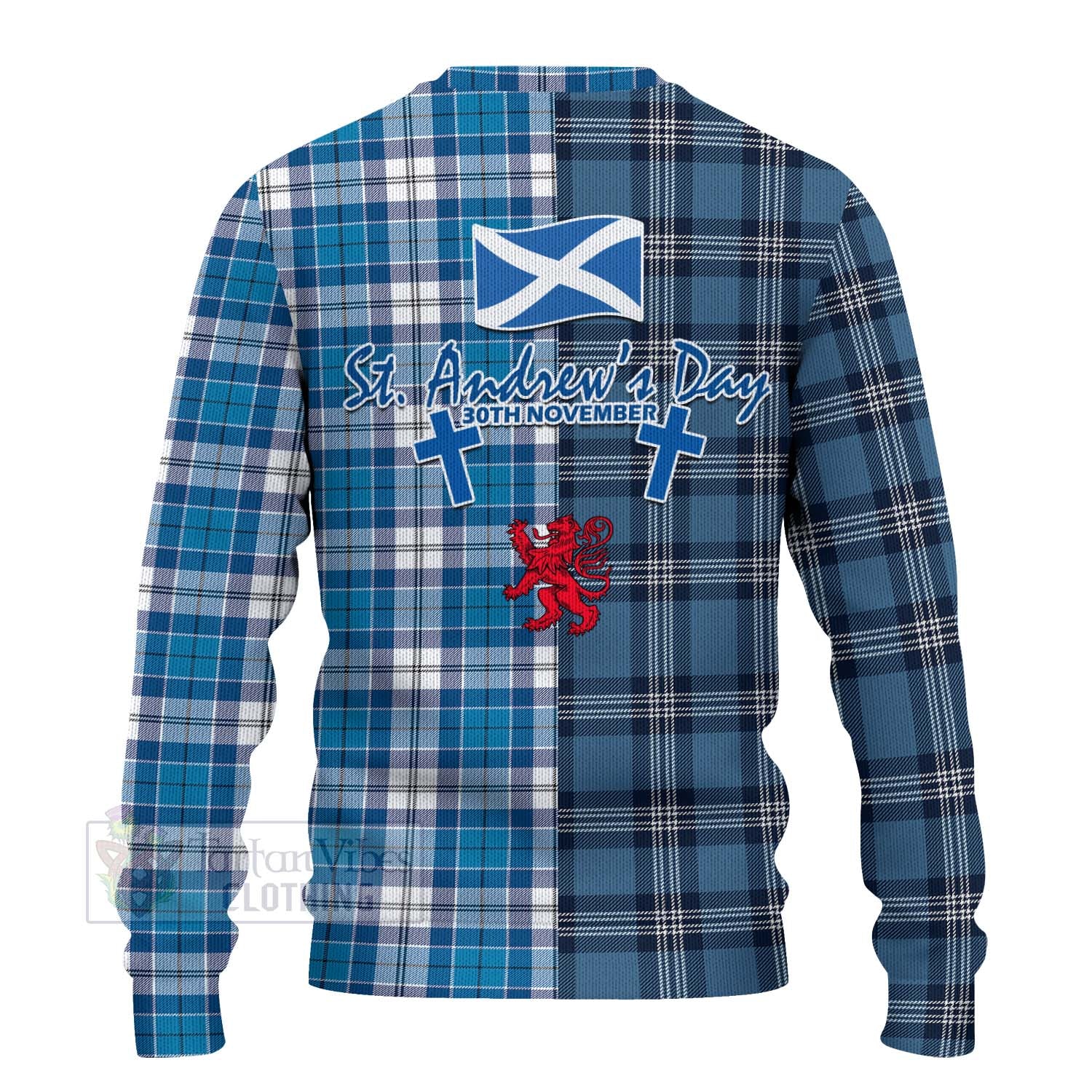 Roberton Tartan Knitted Sweater Happy St. Andrew's Day Half Tartan Style - Tartan Vibes Clothing