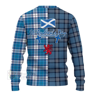 Roberton Tartan Knitted Sweater Happy St. Andrew's Day Half Tartan Style - Tartan Vibes Clothing