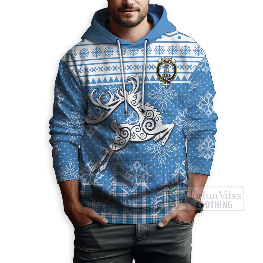 Roberton Clan Christmas Hoodie Celtic Reindeer Style - Tartan Vibes Clothing