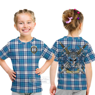 Roberton Tartan Kid T-Shirt with Family Crest Celtic Skull Style - Tartan Vibes Clothing