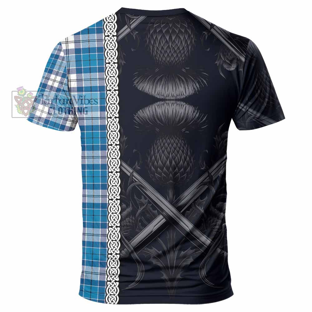 Roberton Tartan T-Shirt with Family Crest Cross Sword Thistle Celtic Vibes - Tartan Vibes Clothing
