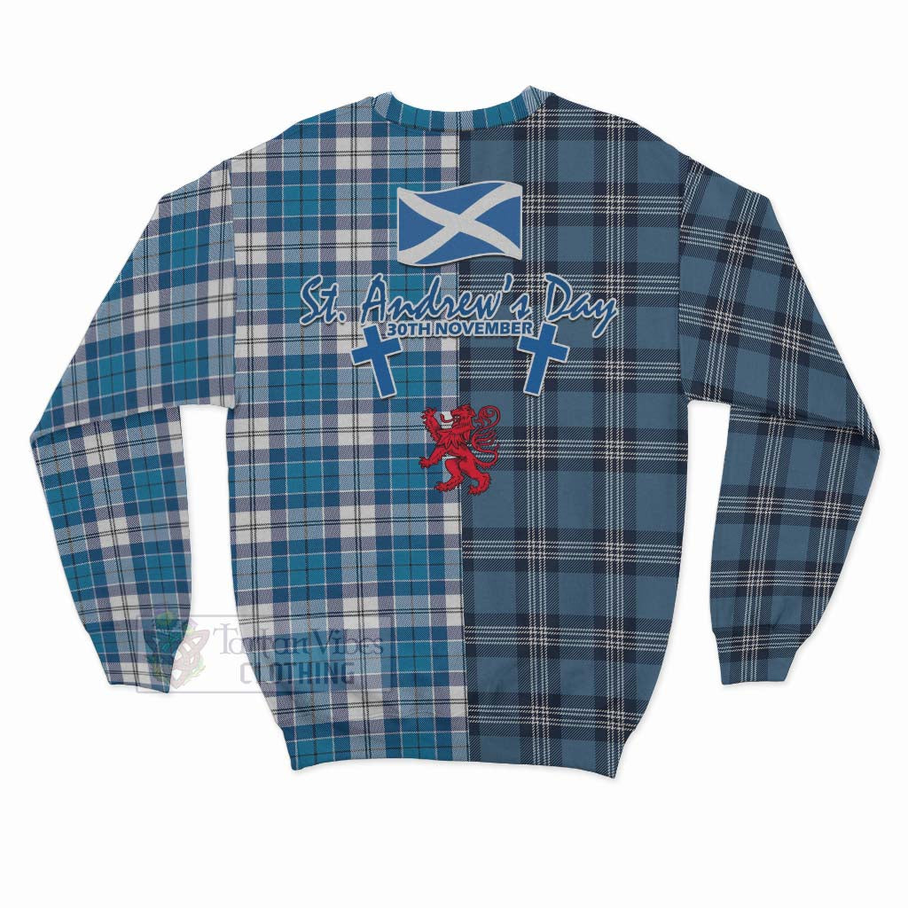 Roberton Tartan Sweatshirt Happy St. Andrew's Day Half Tartan Style - Tartan Vibes Clothing