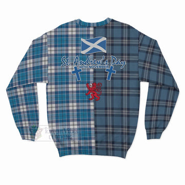 Roberton Tartan Sweatshirt Happy St. Andrew's Day Half Tartan Style - Tartan Vibes Clothing