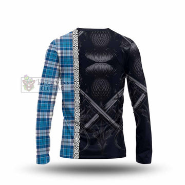 Roberton Tartan Long Sleeve T-Shirt with Family Crest Cross Sword Thistle Celtic Vibes - Tartan Vibes Clothing