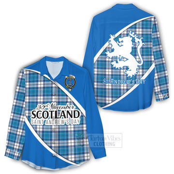 Roberton Family Crest Tartan Women's Casual Shirt Celebrate Saint Andrew's Day in Style - Tartan Vibes Clothing