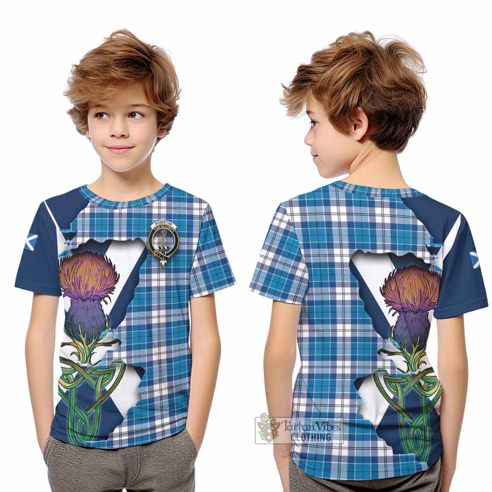 Roberton Tartan Family Crest Kid T-Shirt Scottish Thistle Celtic Inspired - Tartan Vibes Clothing