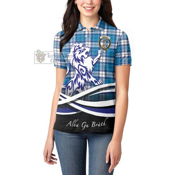 Roberton Tartan Women's Polo Shirt with Alba Gu Brath Regal Lion Emblem - Tartan Vibes Clothing