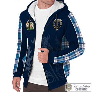 Roberton Tartan Sherpa Hoodie with Family Crest and Scottish Thistle Vibes Sport Style