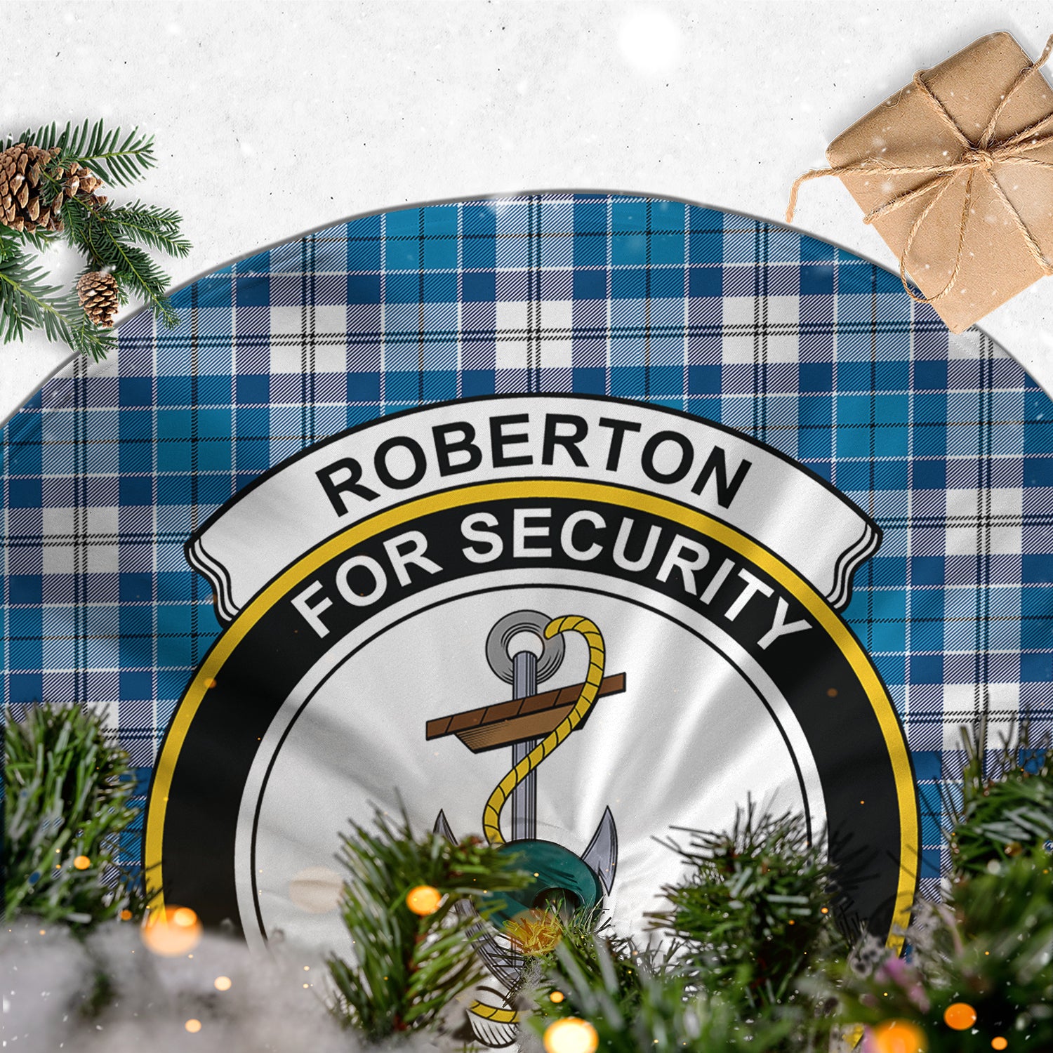 Roberton Tartan Christmas Tree Skirt with Family Crest - Tartan Vibes Clothing