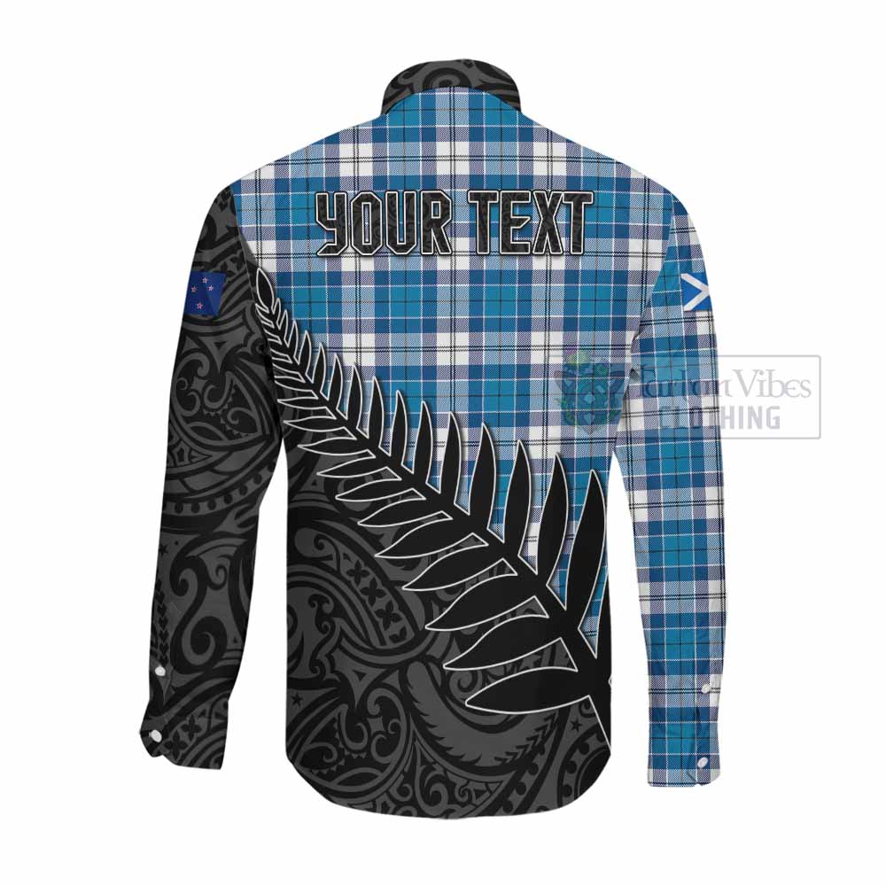 Roberton Crest Tartan Long Sleeve Button Shirt with New Zealand Silver Fern Half Style Men's Shirt - Tartan Vibes Clothing