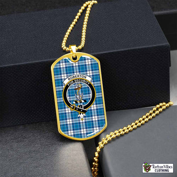 Tartan Vibes Clothing Roberton Tartan Dog Tag Necklace with Family Crest