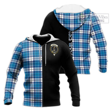 Roberton Tartan Knitted Hoodie with Family Crest and Half Of Me Style Unisex Knitted Zip Hoodie - Tartan Vibes Clothing