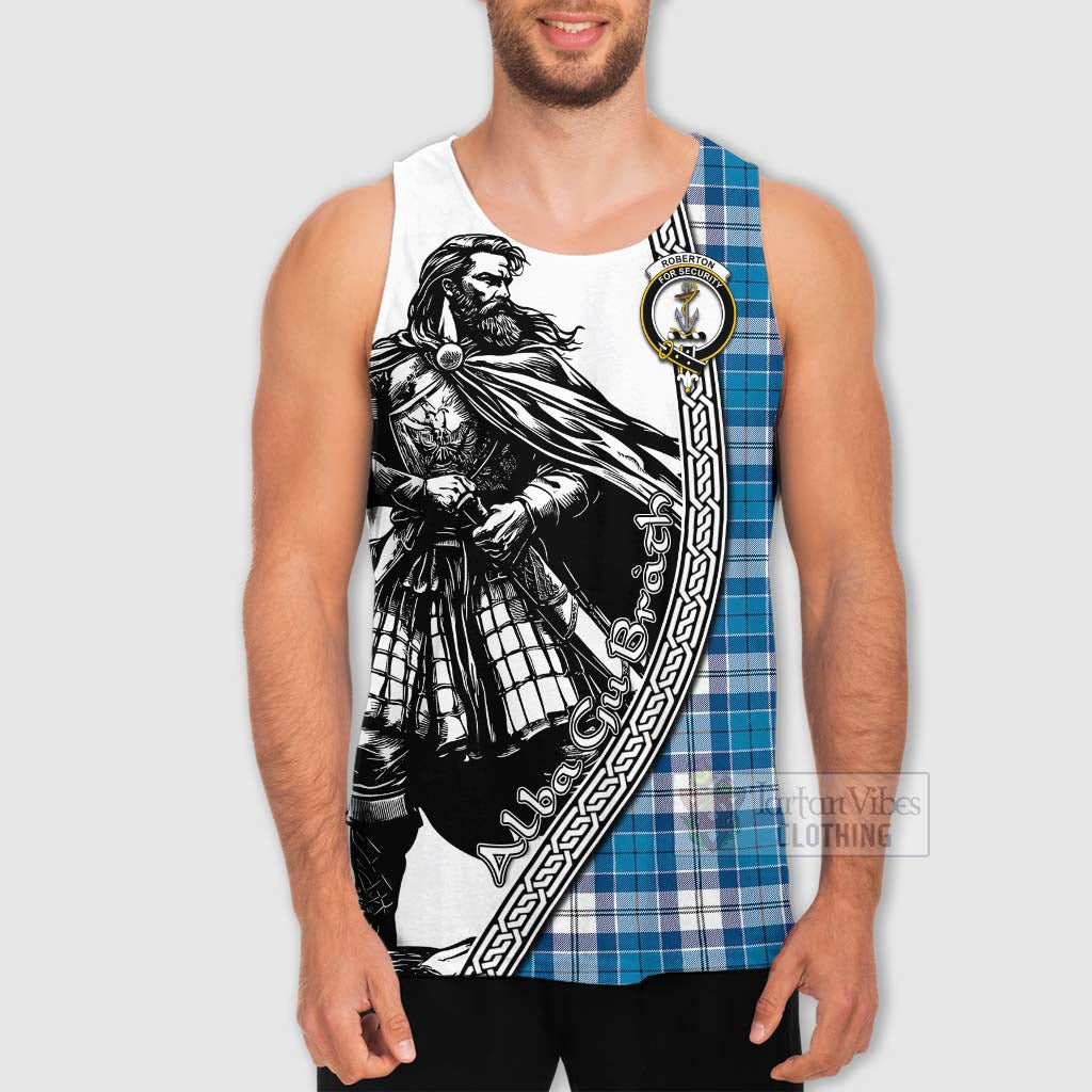 Roberton Tartan Clan Crest Men's Tank Top with Highlander Warrior Celtic Style - Tartan Vibes Clothing