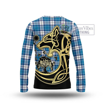 Roberton Tartan Long Sleeve T-Shirt with Family Crest Celtic Wolf Style - Tartan Vibes Clothing