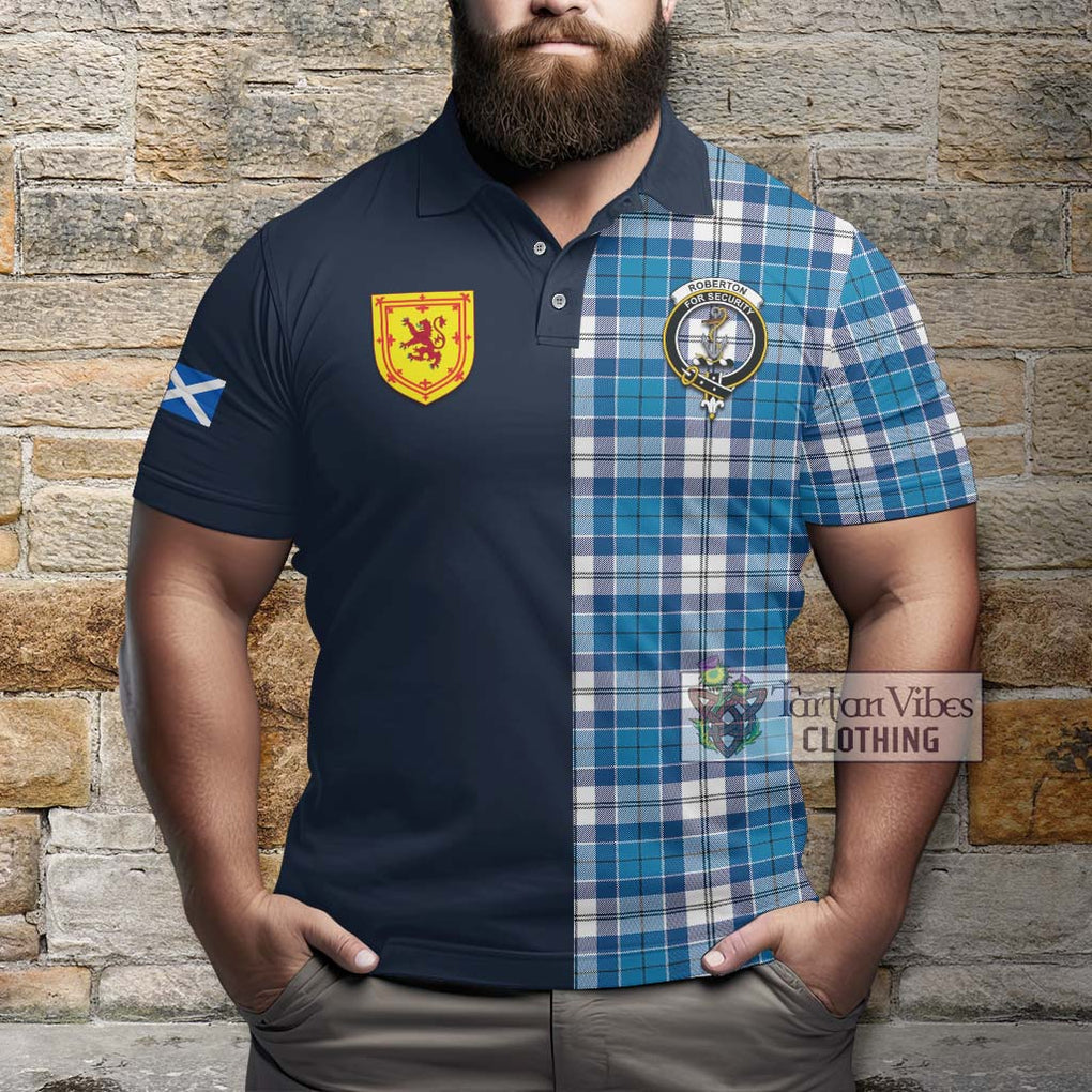 Roberton Tartan Polo Shirt Alba with Scottish Lion Royal Arm Half Style - Tartan Vibes Clothing