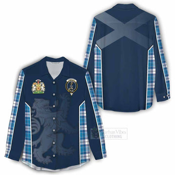 Roberton Tartan Women's Casual Shirt with Family Crest and Lion Rampant Vibes Sport Style - Tartan Vibes Clothing
