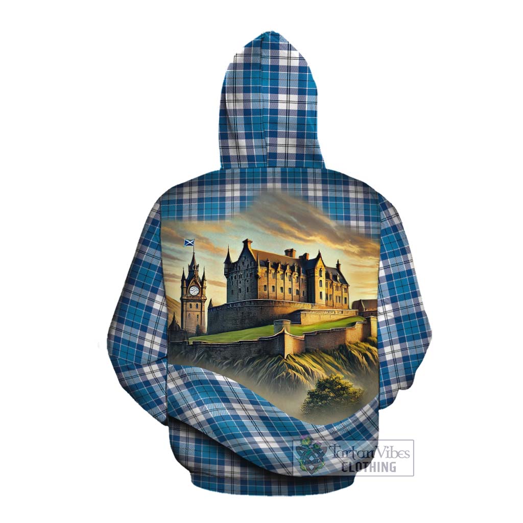 Roberton Tartan Family Crest Cotton Hoodie with Scottish Ancient Castle Style Pullover Hoodie - Tartan Vibes Clothing