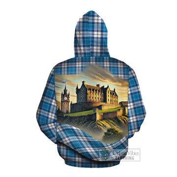 Roberton Tartan Family Crest Cotton Hoodie with Scottish Ancient Castle Style Pullover Hoodie - Tartan Vibes Clothing