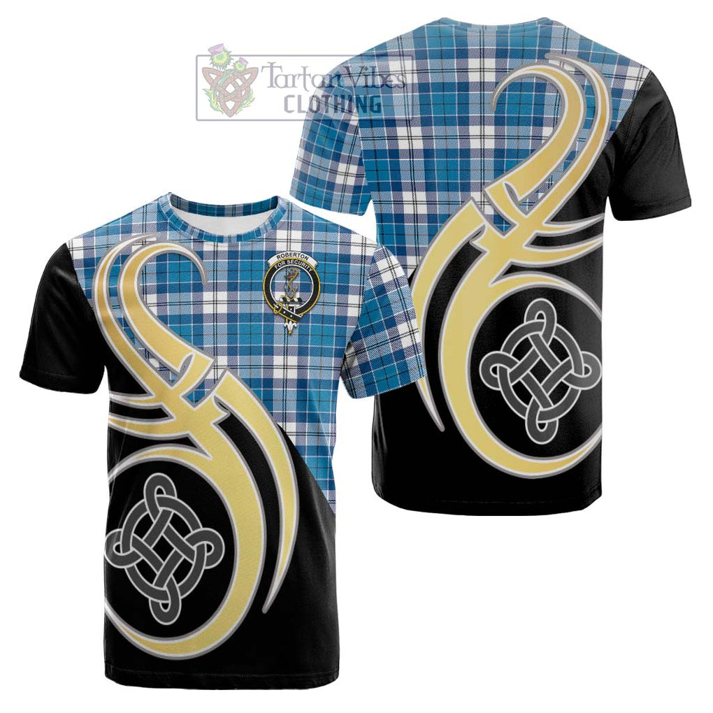 Roberton Tartan Cotton T-shirt with Family Crest and Celtic Symbol Style Kid's Shirt - Tartan Vibes Clothing