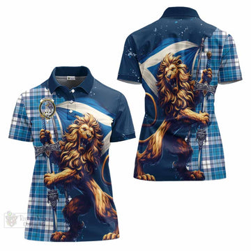 Roberton Tartan Family Crest Women's Polo Shirt with Scottish Majestic Lion - Tartan Vibes Clothing