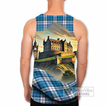 Roberton Tartan Family Crest Men's Tank Top with Scottish Ancient Castle Style - Tartan Vibes Clothing