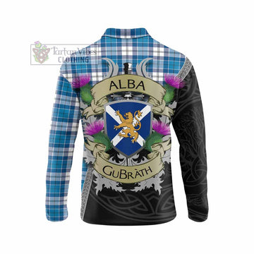Roberton Tartan Family Crest Long Sleeve Polo Shirt Lion Rampant Royal Thistle Shield Celtic Inspired - Tartan Vibes Clothing