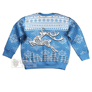 Roberton Clan Christmas Kid Ugly Sweater with Tartan and Celtic Reindeer Style - Tartan Vibes Clothing