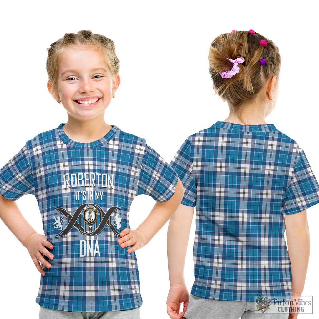 Roberton Tartan Kid T-Shirt with Family Crest DNA In Me Style - Tartan Vibes Clothing