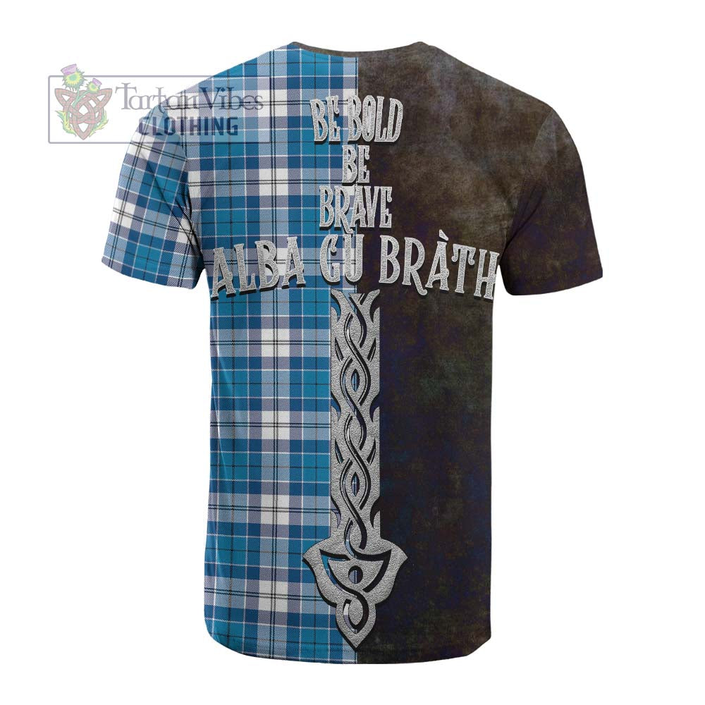 Tartan Vibes Clothing Roberton Tartan Family Crest Cotton T-shirt Alba Gu Brath Be Brave Lion Ancient Style