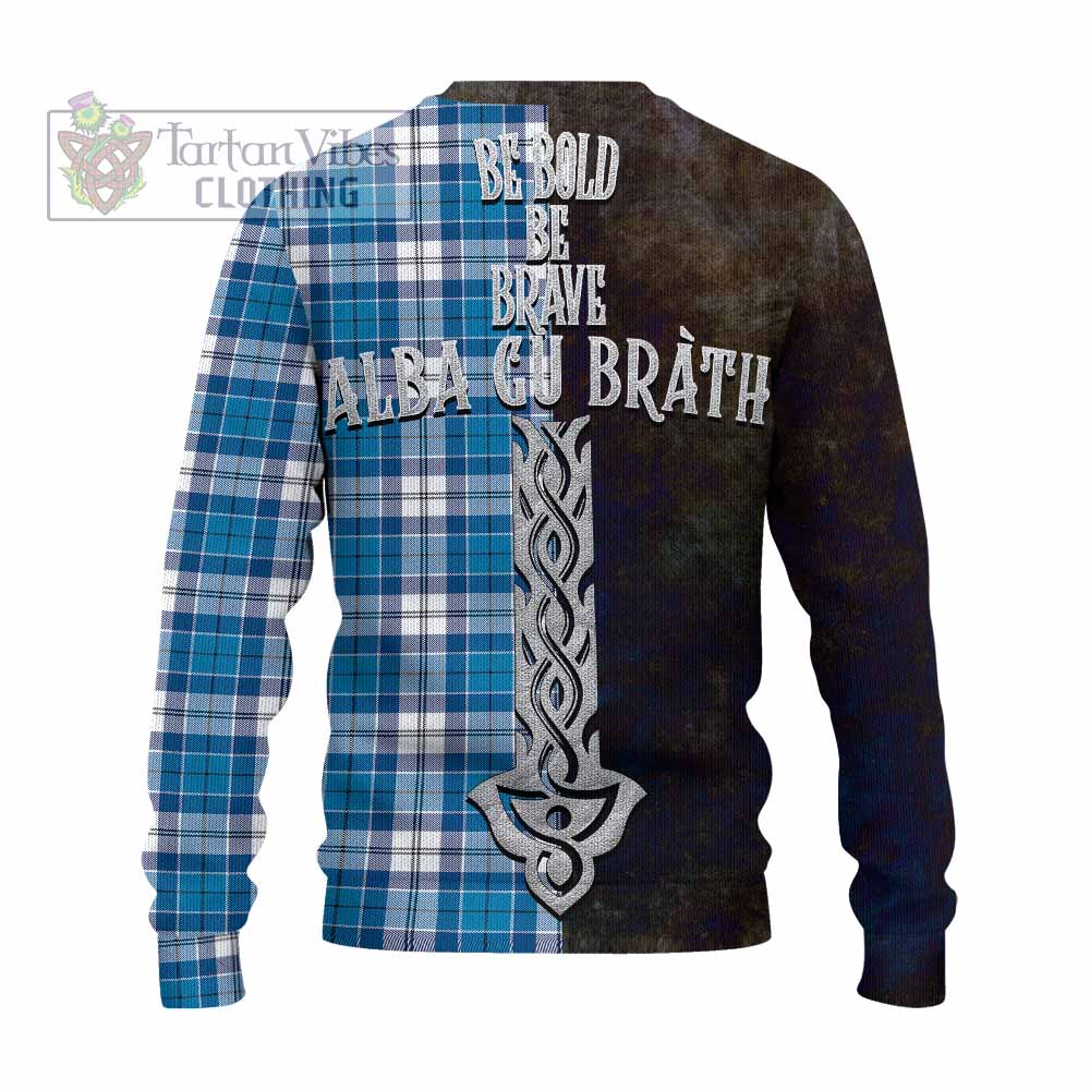Tartan Vibes Clothing Roberton Tartan Family Crest Knitted Sweater Alba Gu Brath Be Brave Lion Ancient Style