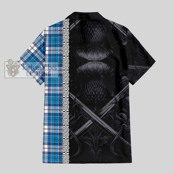 Roberton Tartan Hawaiian Shirt with Family Crest Cross Sword Thistle Celtic Vibes - Tartan Vibes Clothing