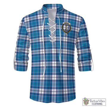 Roberton Tartan Men's Scottish Traditional Jacobite Ghillie Kilt Shirt with Family Crest - Tartan Vibes Clothing