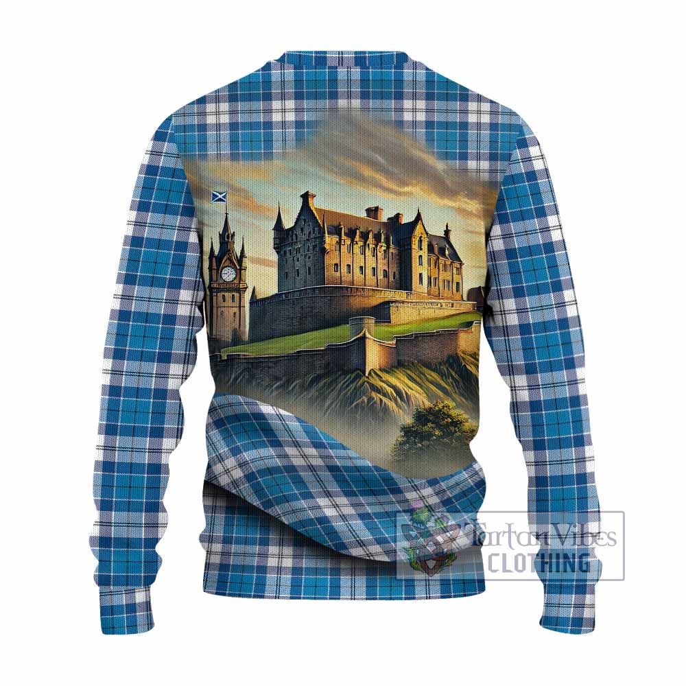 Roberton Tartan Family Crest Knitted Sweater with Scottish Ancient Castle Style - Tartan Vibes Clothing