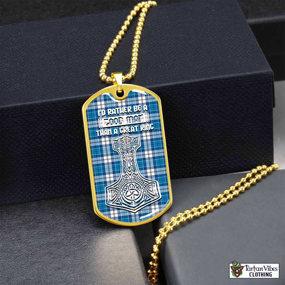 Roberton Tartan Dog Tag Necklace Viking Mjolnir Style Gold No - Tartan Vibes Clothing