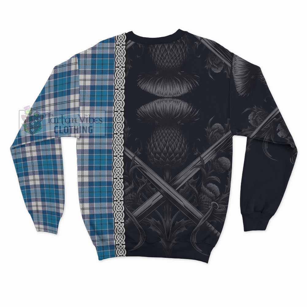 Roberton Tartan Sweatshirt with Family Crest Cross Sword Thistle Celtic Vibes - Tartan Vibes Clothing