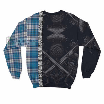 Roberton Tartan Sweatshirt with Family Crest Cross Sword Thistle Celtic Vibes - Tartan Vibes Clothing