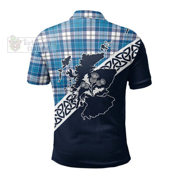 Roberton Tartan Polo Shirt Featuring Thistle and Scotland Map - Tartanvibesclothing Store