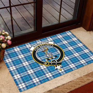 Roberton Tartan Rubber Doormat with Family Crest
