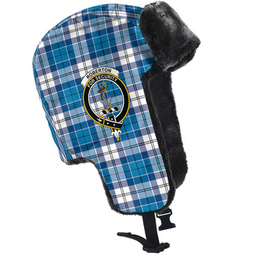 Roberton Tartan Winter Trapper Hat with Family Crest - Tartan Vibes Clothing
