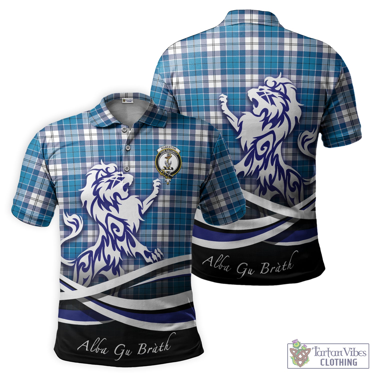Roberton Tartan Polo Shirt with Alba Gu Brath Regal Lion Emblem - Tartan Vibes Clothing