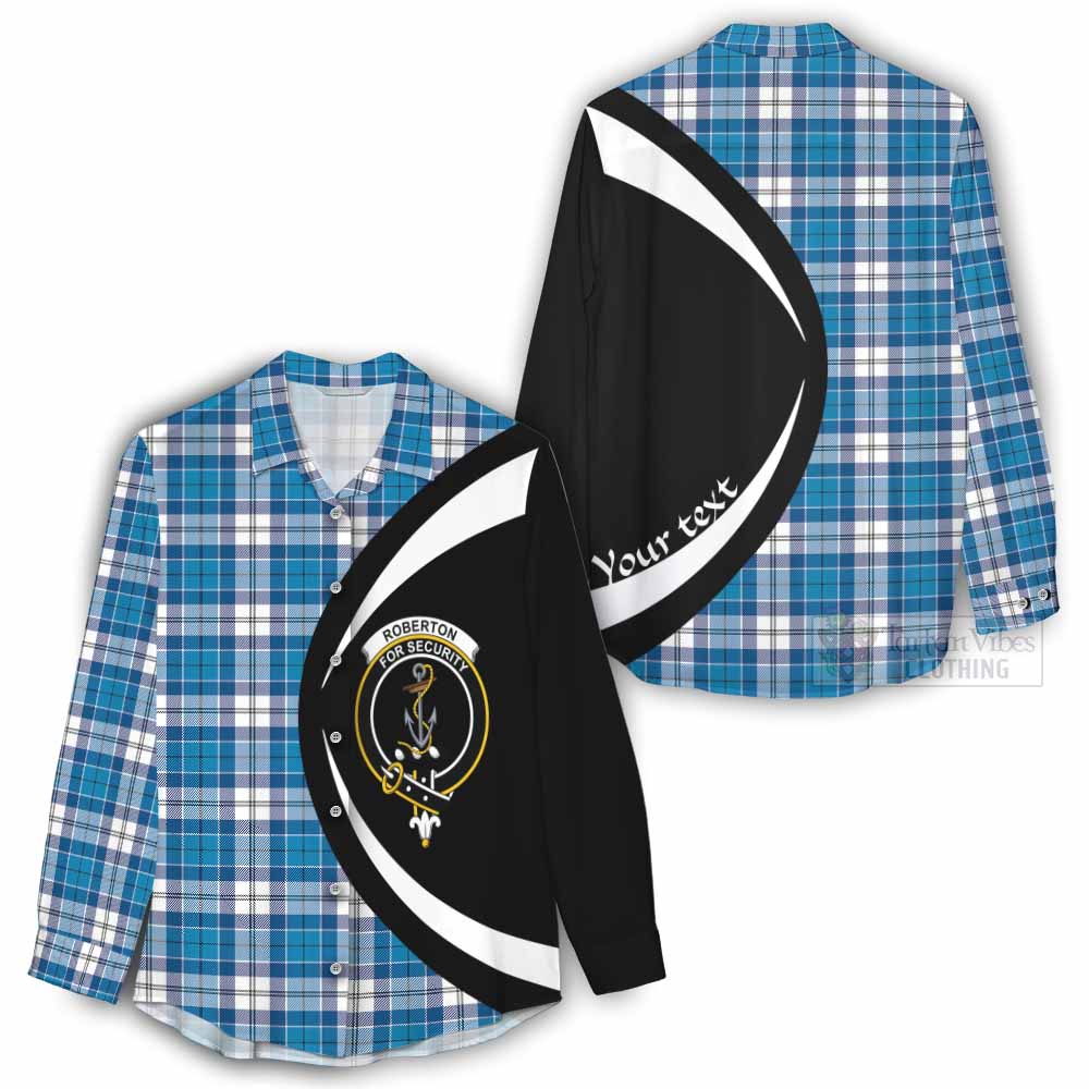Roberton Tartan Women's Casual Shirt with Family Crest Circle Style - Tartan Vibes Clothing