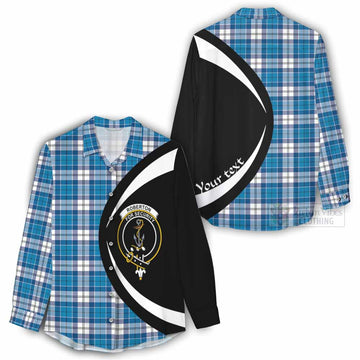 Roberton Tartan Women's Casual Shirt with Family Crest Circle Style - Tartan Vibes Clothing