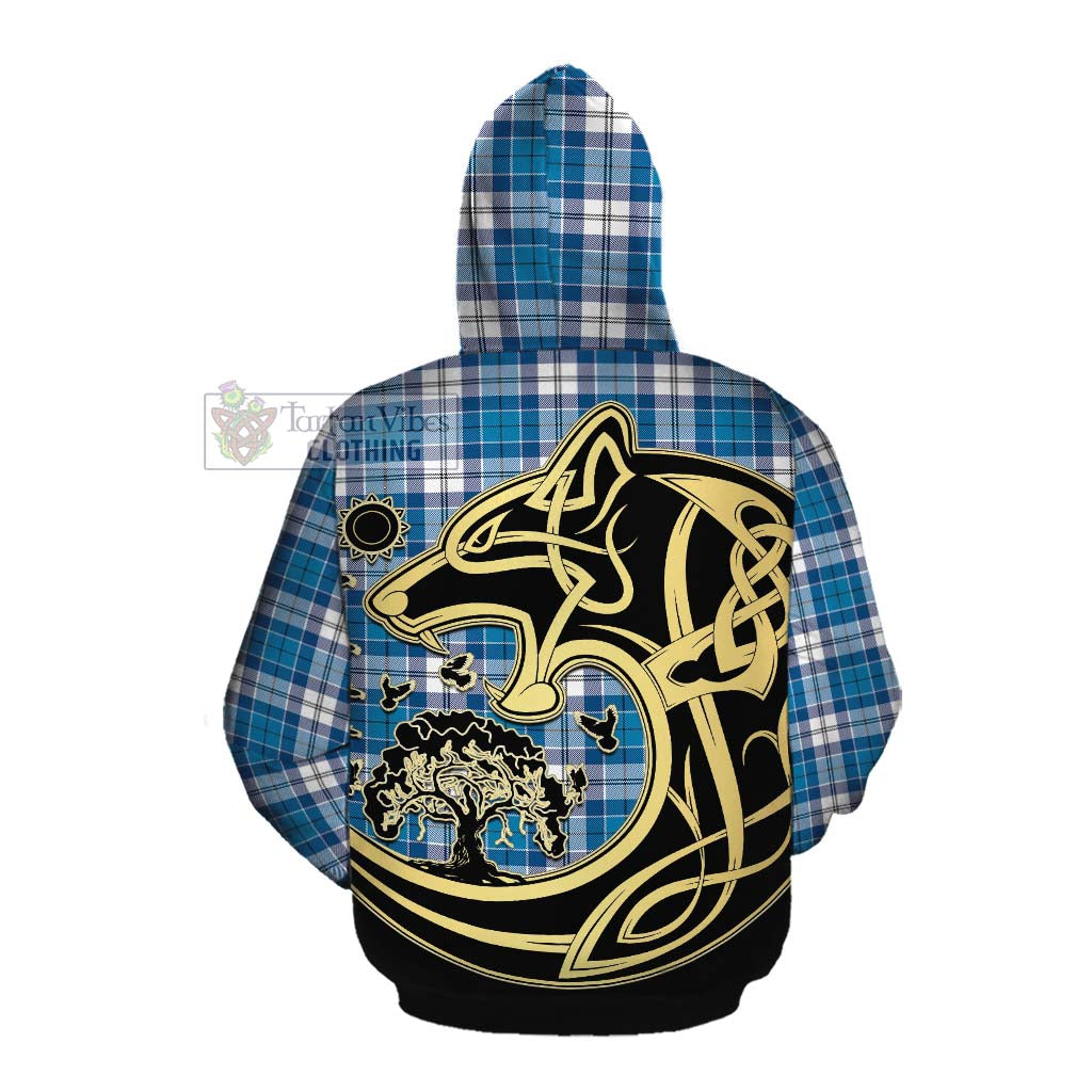 Roberton Tartan Cotton Hoodie with Family Crest Celtic Wolf Style Pullover Hoodie - Tartan Vibes Clothing