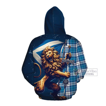 Roberton Tartan Family Crest Cotton Hoodie with Scottish Majestic Lion Pullover Hoodie - Tartan Vibes Clothing